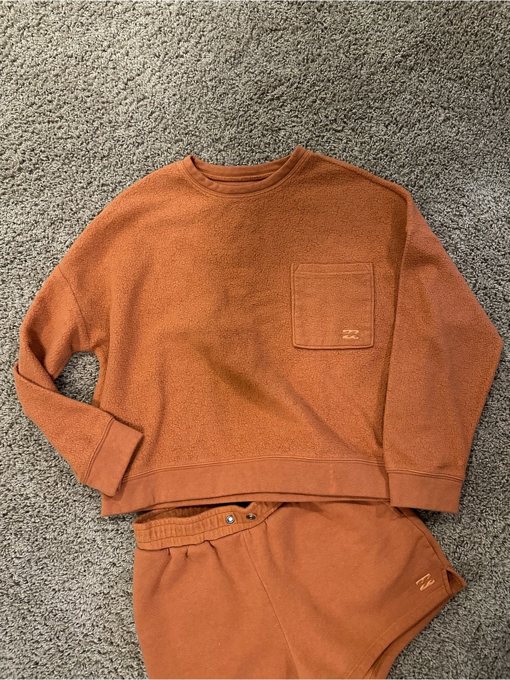 Billabong Women's Rust Orange Lounge Set - Pullover & Shorts - Picture 3 of 3